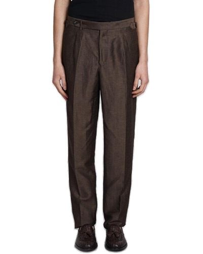 Emporio Armani Tailored Tapered Dart-detail Trousers - Black