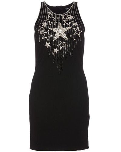 Balmain Stars Embroidered Short Dress - Black