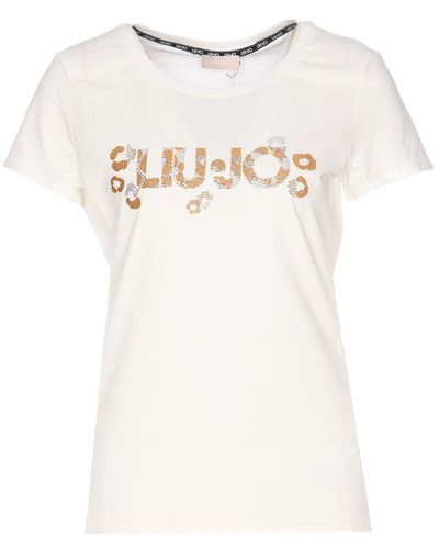 Liu Jo Embellished-logo Crewneck T-shirt - White