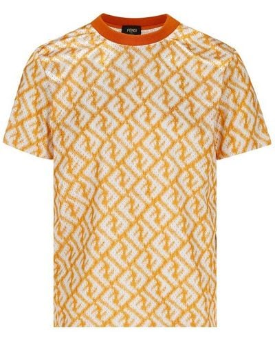 Fendi Monogram Print Crewneck T-shirt - Metallic