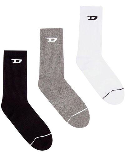 DIESEL Skm-ray Oval D-print 3 Pack Socks - White
