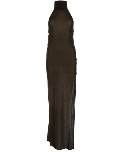 Tom Ford Halterneck Semi-sheer Maxi Dress - Black