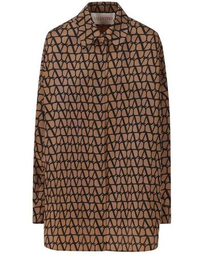 Valentino Toile Lconograph Long-sleeved Oversized Shirt - Brown