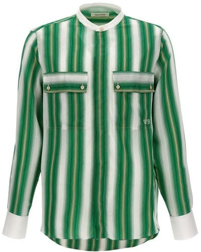 Wales Bonner Cadence Striped Long-sleeved Shirt - Green