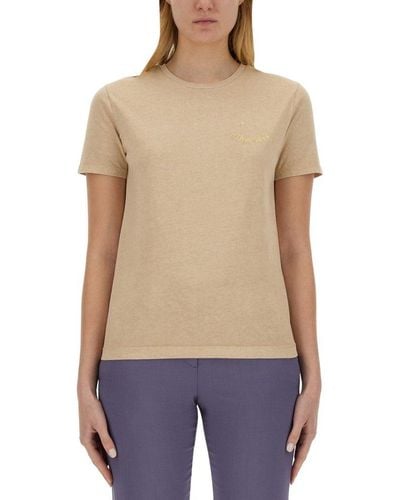 PS by Paul Smith Logo Embroidered Crewneck T-shirt - Natural