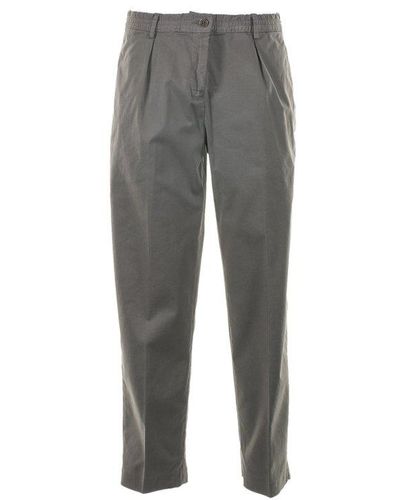Aspesi Pleat Detailed Cropped Trousers - Grey