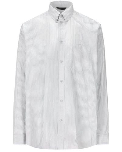 Balenciaga Logo Printed Oversized Shirt - White