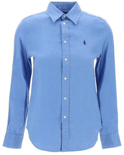 Polo Ralph Lauren Linen Canvas Shirt For /W - Blue