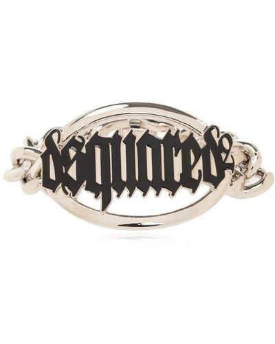 DSquared² Bracelet With Logo, - Metallic