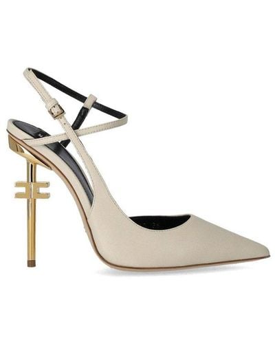 Elisabetta Franchi Logoed Heel Slingback Court Shoes - White