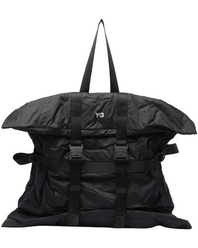 Y-3 Logo Printed Buckled Backpack - Black