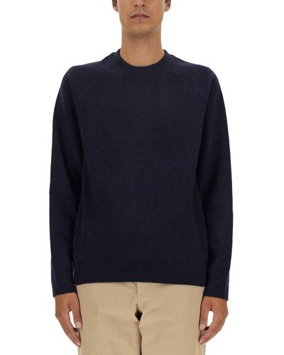 PS by Paul Smith Crewneck Knitted Jumper - Blue