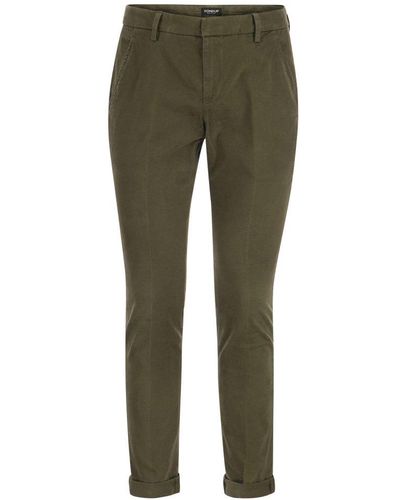 Dondup Mid Rise Slim Fit Trousers - Green