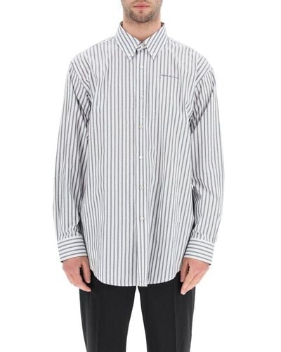 Acne Studios Striped Collared Button-up Shirt - Gray