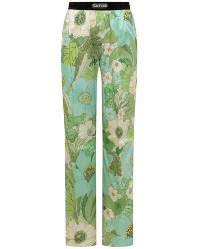 Tom Ford Floral Printed Straight-leg Trousers - Green