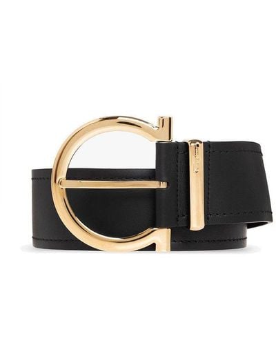 SALVATORE FERRAGAMO - Gloss Finish Black Gancini Buckle Leather Belt - –  Luxe Hanger