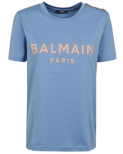 Balmain 3 Btn Printed T-shirt - Blue