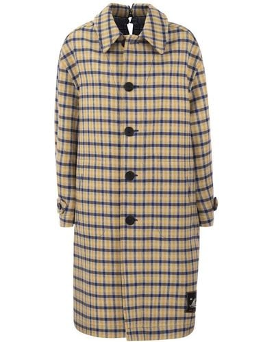 Marni Reversible Wool Coat With Check Pattern - Natural