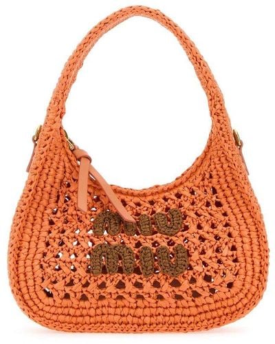 Miu Miu Wander Crochet-knitted Zipped Shoulder Bag - Orange