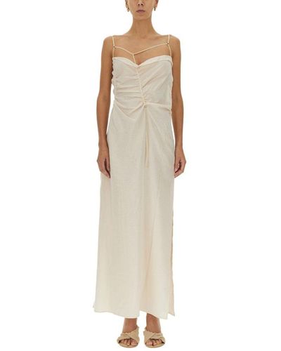 Jacquemus Gathered Long Lingerie Dress - White