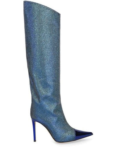 Alexandre Vauthier Pointed-toe High-knee Boots - Blue