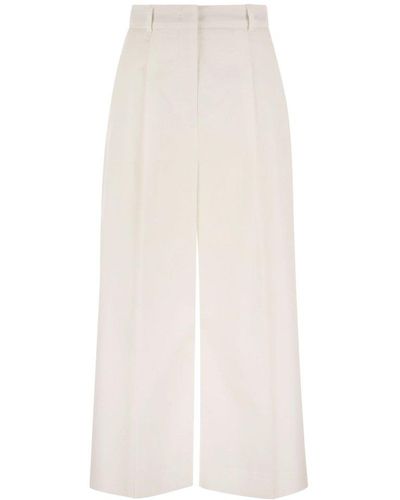 Max Mara Studio Lerici - Wide Cotton Trousers - White