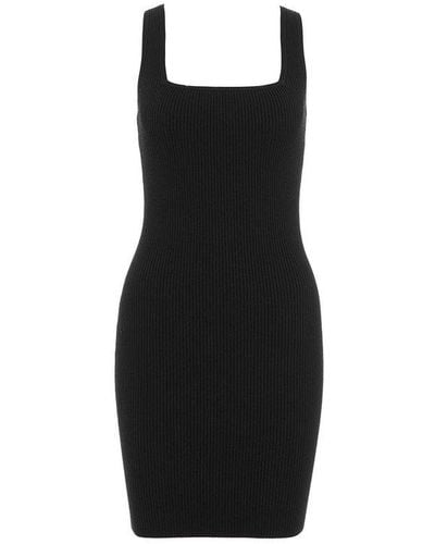 MICHAEL Michael Kors Ribbed Stretch Sleeveless Mini Dress - Black