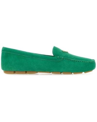 Prada Round-toe Slip-on Loafers - Green