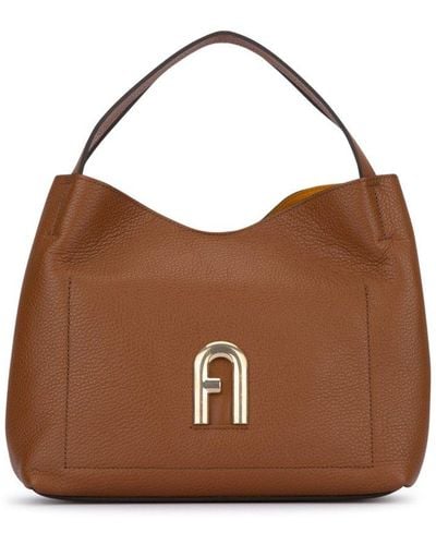 Furla Primula Logo Plaque Tote Bag - Brown