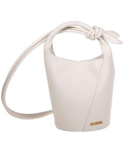 Jacquemus Logo Plaque Knot-detailed Top Handle Bag - White