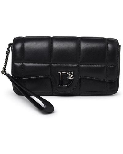 DSquared² Logo Plaque Quilted Clutch Bag - Black