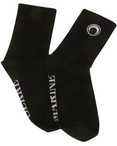 Marine Serre Ribbed Ankle Socks - Black