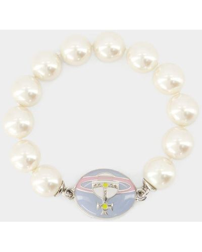 Vivienne Westwood Logo Charm Embellished Bracelet - White