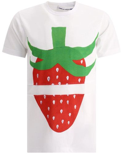 Comme des Garçons White Strawberry T Shirt - Green
