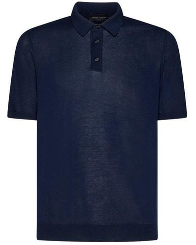 Roberto Collina Button Detailed Short-sleeved Polo Shirt - Blue