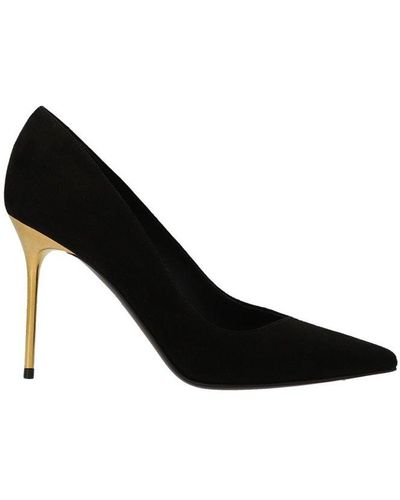 Balmain Velvet Pointed Toe Court Shoes - Black
