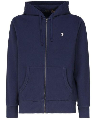 Polo Ralph Lauren Pony Embroidered Zip-up Hoodie - Blue