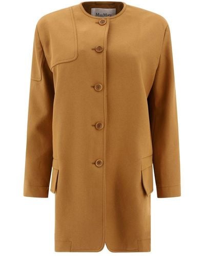Max Mara "Portici" Cotton Gabardine Oversized Jacket - Brown