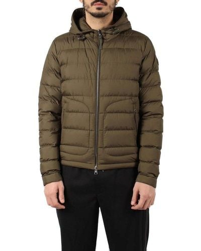 Moncler Zipped Hooded Quilted Jacket - Brown
