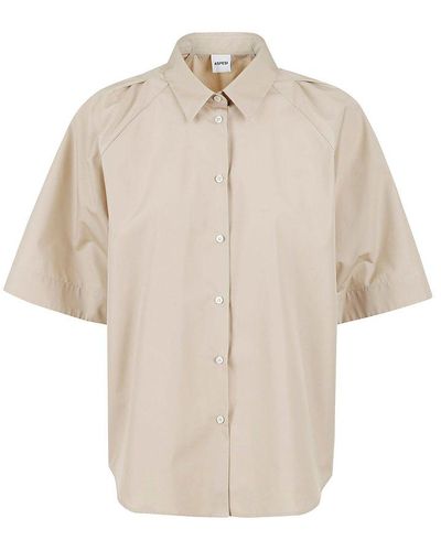 Aspesi Buttoned Short-sleeved Shirt - Natural