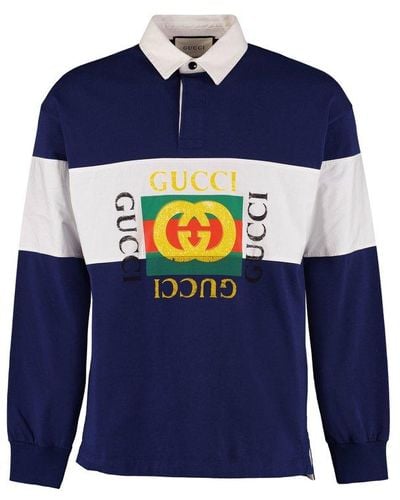 Gucci Logo Rugby Polo Shirt - Blue