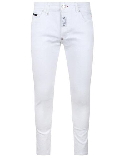 Philipp Plein Logo-patch Low-rise Skinny-cut Jeans - White
