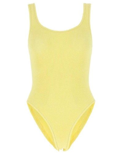 Reina Olga One Piece Ribbed Swimsuit - Yellow