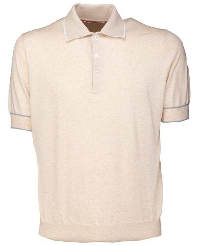 Brunello Cucinelli Short-sleeved Knitted Polo Shirt - Natural