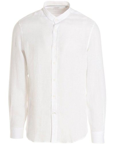 Brunello Cucinelli Mandarin Collar Shirt - White
