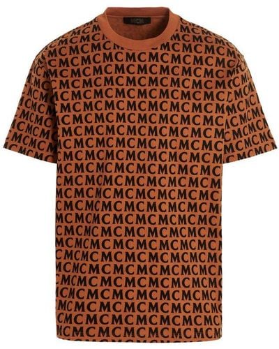 MCM Monogram Print Crewneck T-shirt - Brown