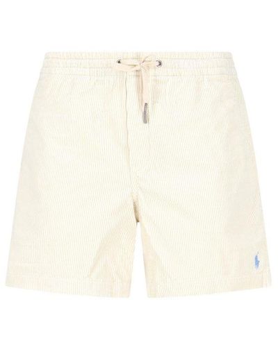 Polo Ralph Lauren Logo Embroidered Corduroy Shorts - White