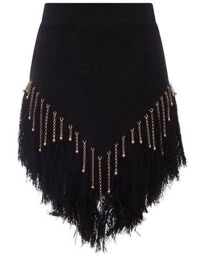 Rabanne Bead-embellished Feather Asymmetric Skirt - Black