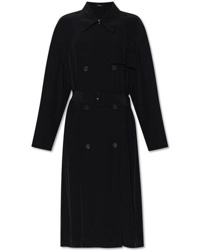 Theory Trench Coat With Pockets - Black
