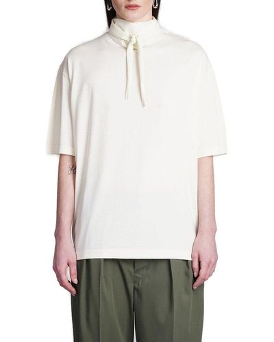Lemaire Tie-fastened Short Sleeved T-shirt - White